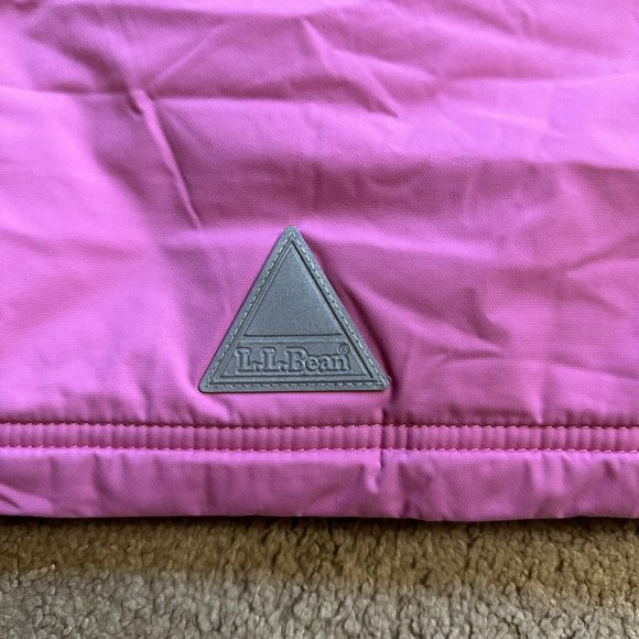 LL Bean Jacket Girls XL 18 Full Zip Nylon Softshell Insulated Pink Pockets - Picture 11 of 12
